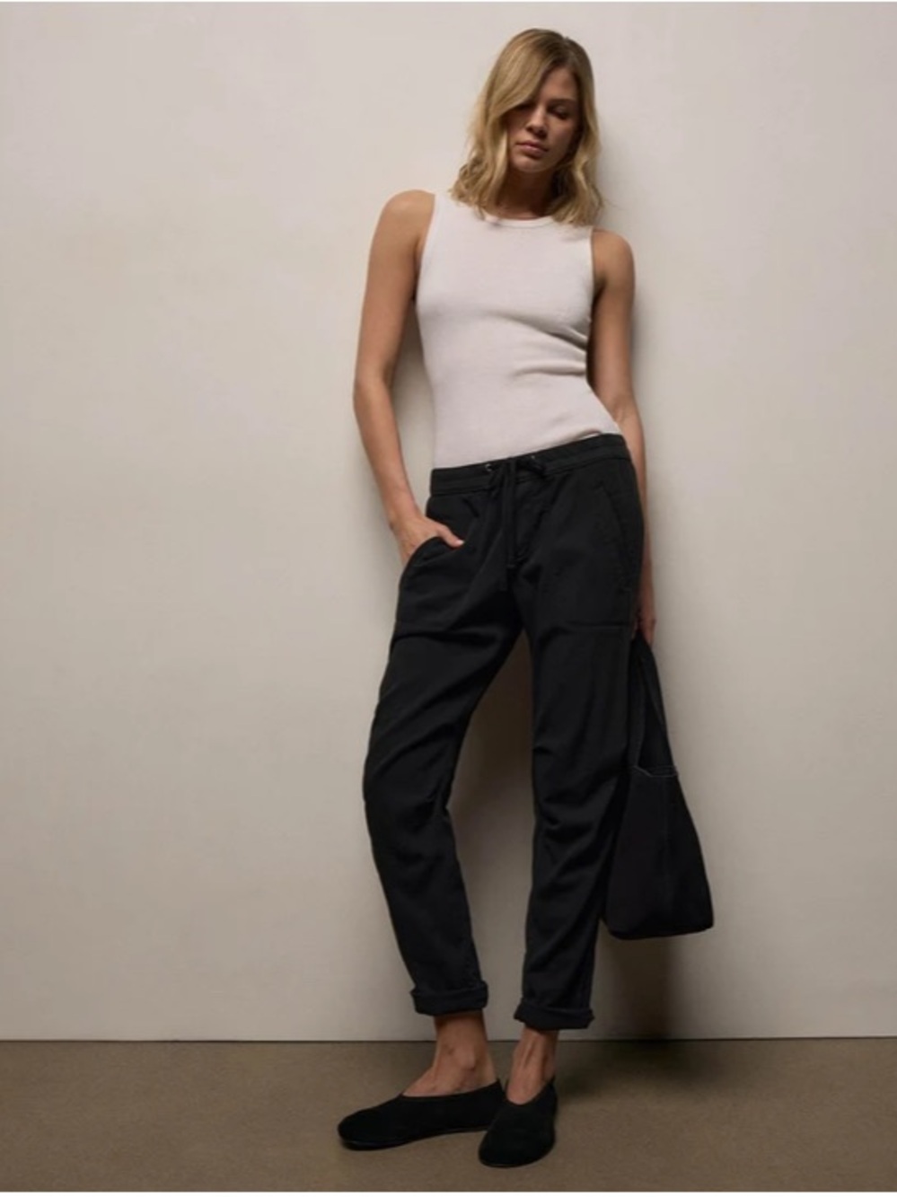 Standard James Perse Relaxed Tapered Utility Style Pants with Drawstring Waist M
